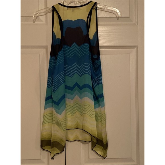 HeartSoul HS Asymmetrical Boho Crochet Sleeveless Blouse Striped M Medium - Picture 7 of 10